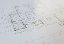 Projektowanie ogrodu przy nowym domu od czego zacząć by uniknąć późniejszego przekopywania wszystkiego Zbliżenie na architektoniczny plan budynku z detalami projektu